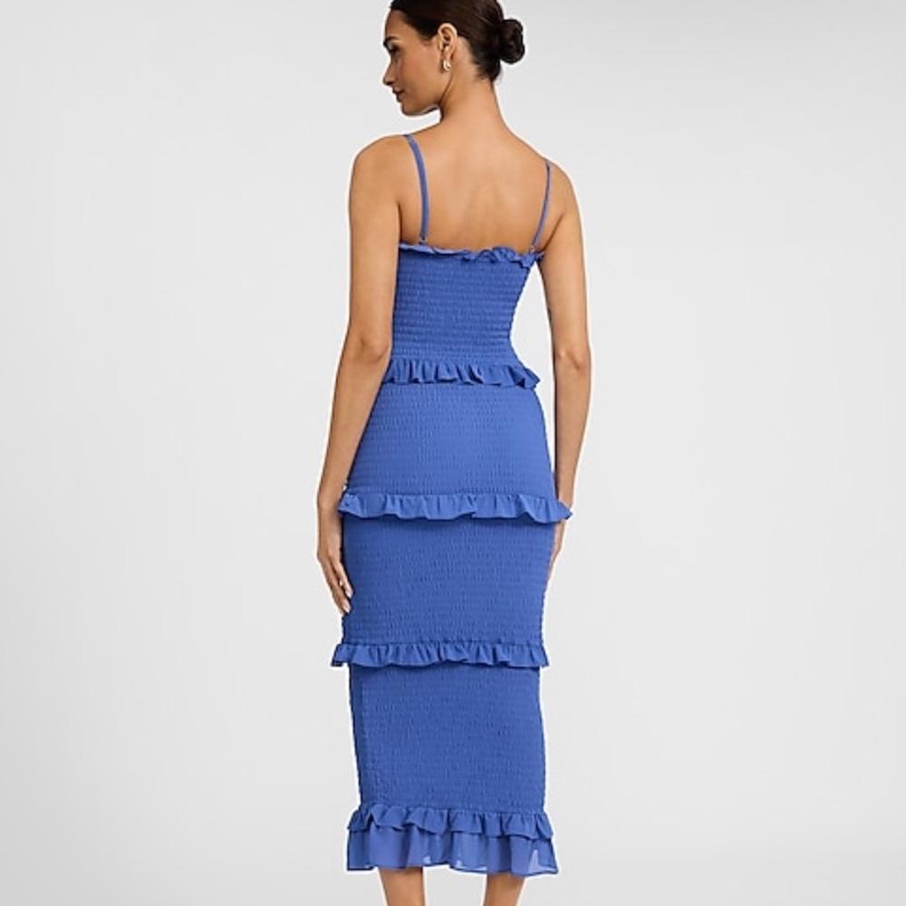 Express Red Ruffle Midi Dress - Picture 5 of 6